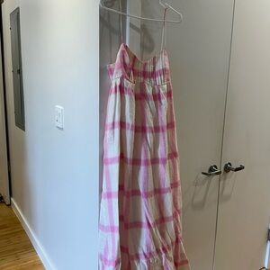 Anthropologie Pink and Cream Checkered Dress